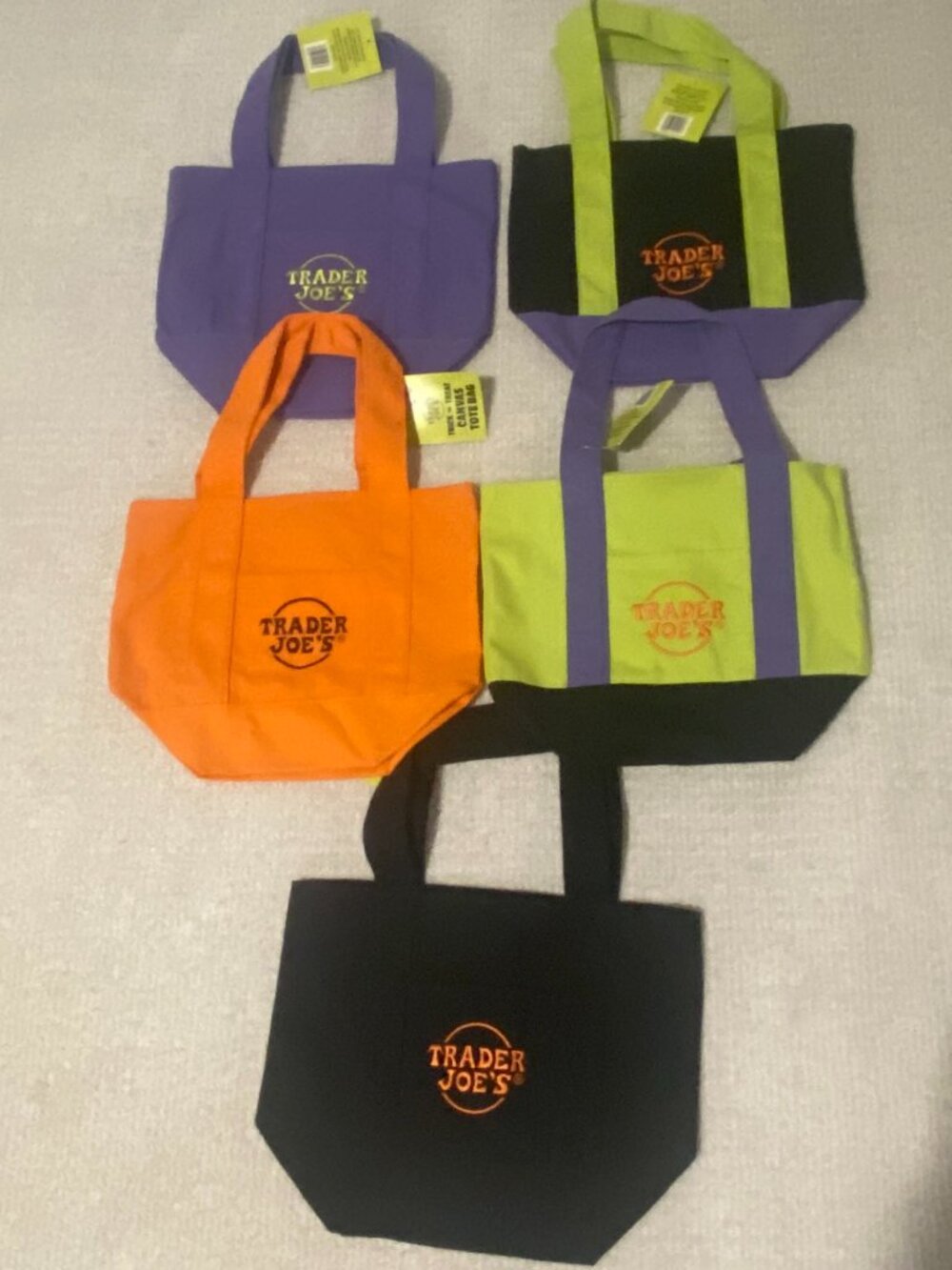 Trader Joe’s Mini Canvas Tote Bags Set of 5 Fall 2026 Reusable Shopping Bags